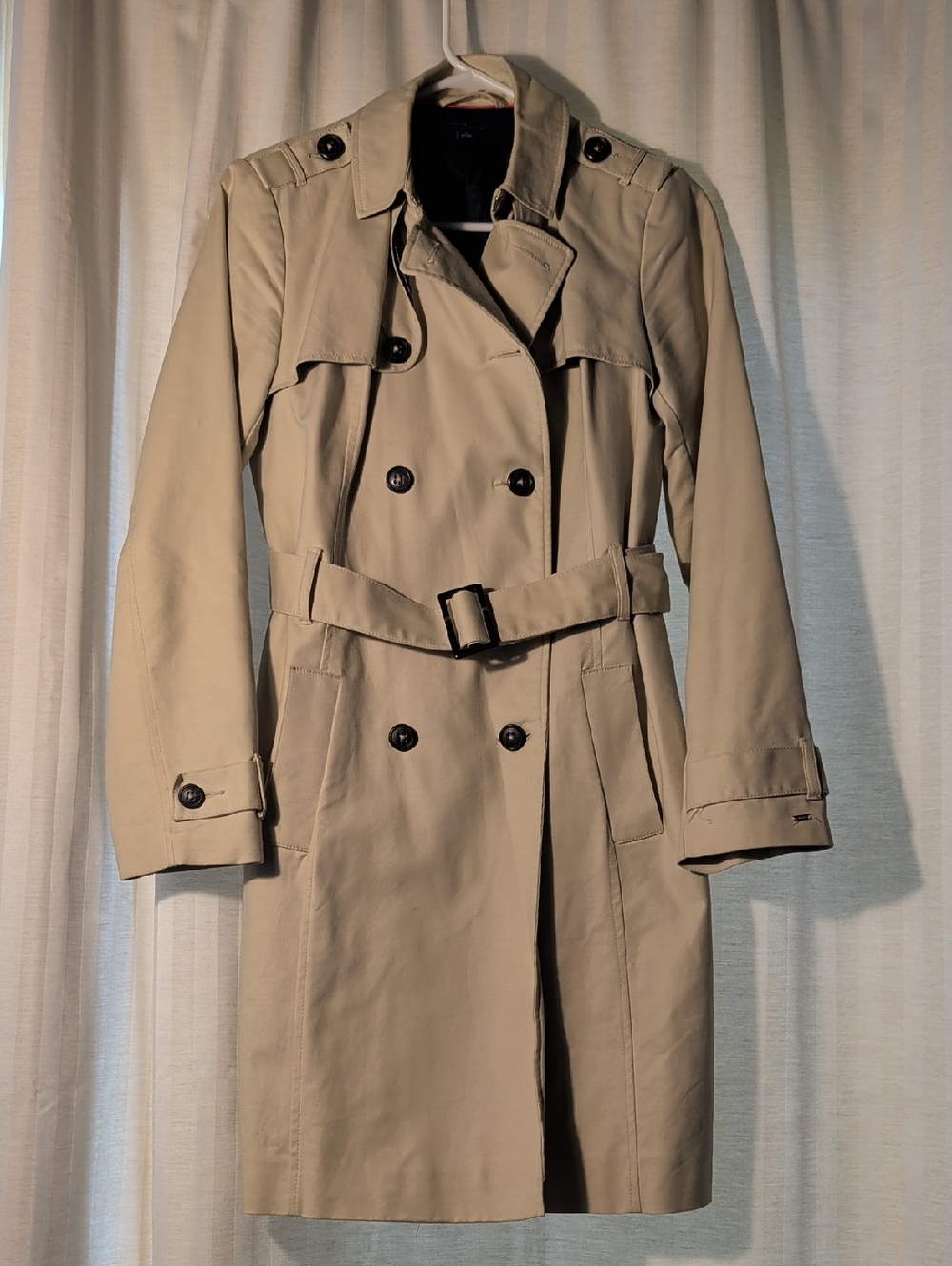Tommy Hilfiger Tan Double-Breasted Trench Coat with Belt - Picture 1 of 8